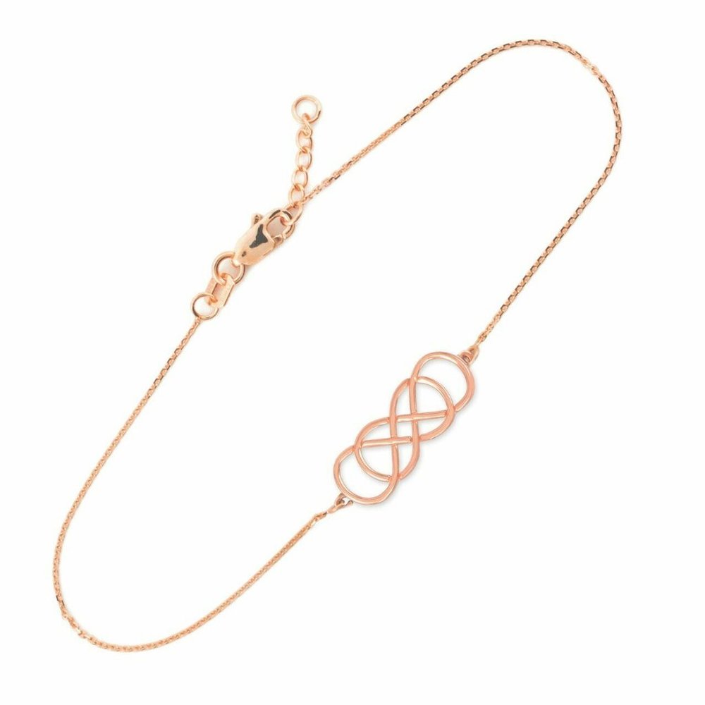 14K Rose Gold Double Knot Infinity Love Bracelet